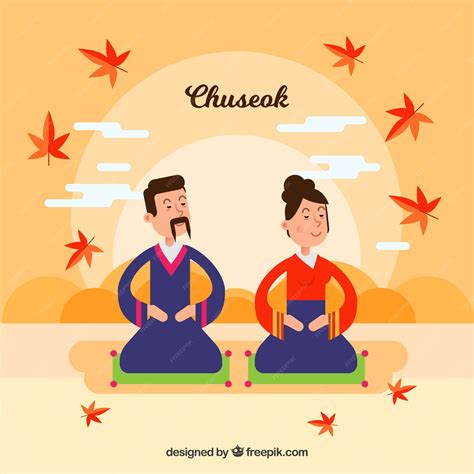 Premium Vector | Lovely chuseok composition with flat design