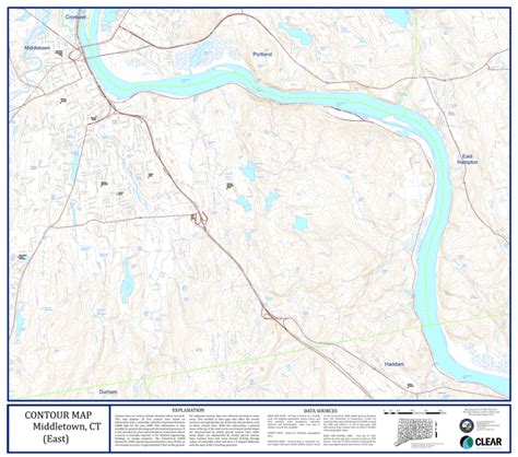 Middletown, CT (East) CONTOUR MAP