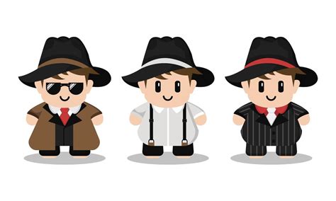 Cute Mafia Cartoon Character Set 2005594 Vector Art at Vecteezy