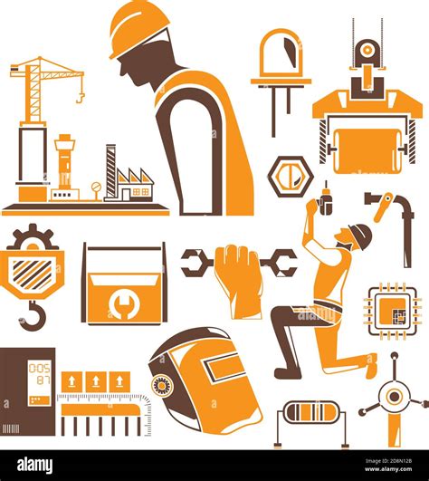 construction tool, equipment and civil engineering management icons set Stock Vector Image & Art ...