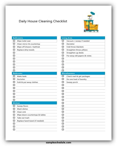 10+ Professional House Cleaning Checklist Template Free - sample schedule