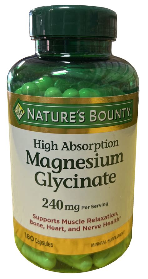 Nature's Bounty High Absorption Magnesium Glycinate, 240mg (180 Count) - Walmart.com