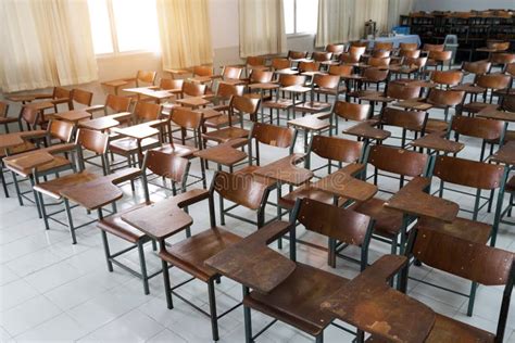 Schoolsin Asian Shutdown Due To Crononaviru or COVID19 Spreading. an Empty Classroom with No ...