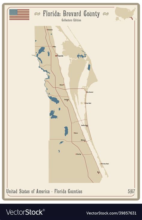 Map of brevard county in florida Royalty Free Vector Image