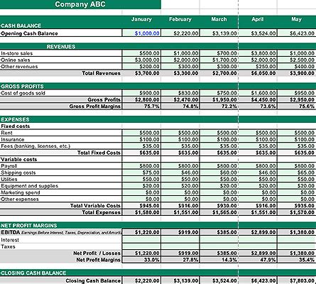 Cash Flow Projection Template Excel