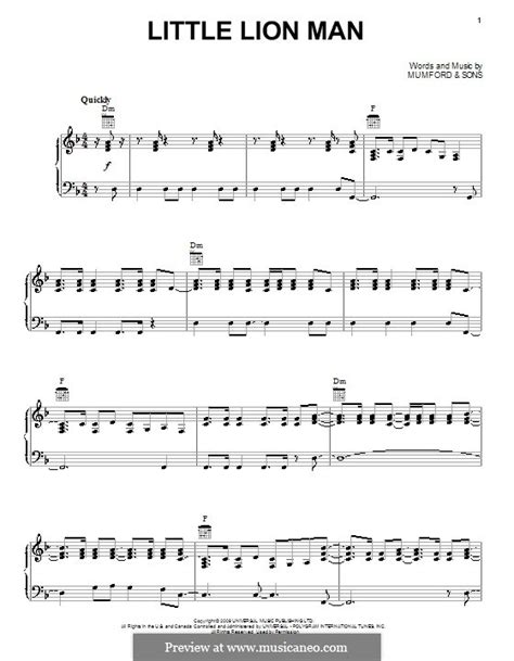 Little Lion Man (Mumford & Sons) by M. Mumford - sheet music on MusicaNeo