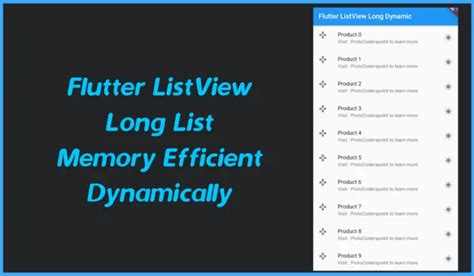 Flutter ListView Long List Memory Efficient Dynamic | Flutter Dart Tutorial