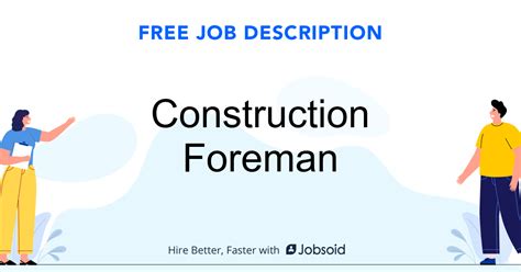 Construction Foreman Job Description - Jobsoid