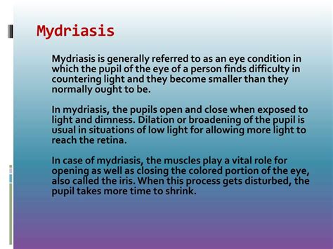 PPT - Mydriasis: Causes, Symptoms, Daignosis, Prevention and Treatment PowerPoint Presentation ...