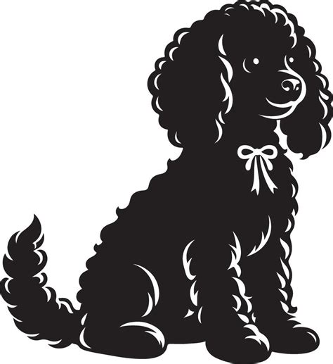 Dolly a cute dog sitting silhouette line art clip art, black color ...