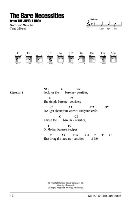 The Bare Necessities (from The Jungle Book) by Terry Gilkyson - Guitar Chords/Lyrics - Guitar ...