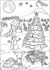Pretty Christmas Landscape  Coloring Pages For Kids sketch template