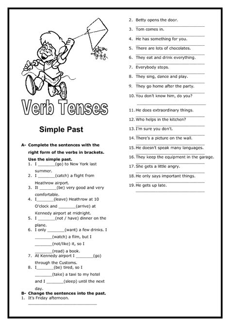 Verb Tenses: Past Simple Elementary Worksheet