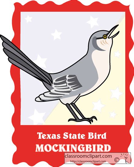 Texas State Clipart - texas_state_bird_mockingbird - Classroom Clipart