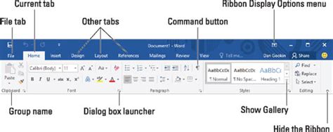 How to Use the Ribbon in Word 2016 - dummies