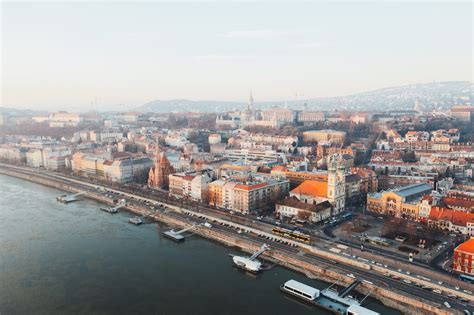 River view of Castle district, Budapest [drone], Hungary