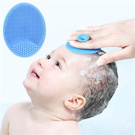 Baby Bath Brush, Baby Cradle Cap Brush, Silicone Massage Brush, Silicone Scrubbers Exfoliator ...