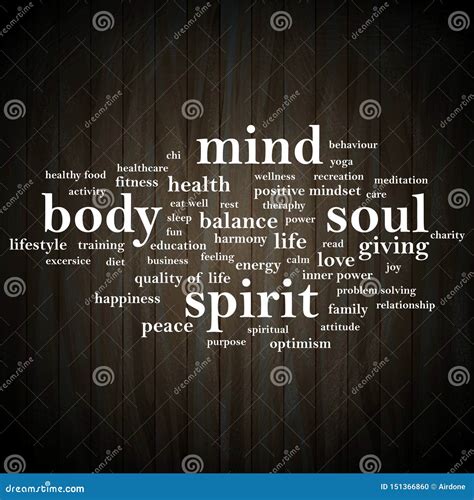 Body Mind Soul Spirit, Motivational Words Quotes Concept Stock Illustration - Illustration of ...