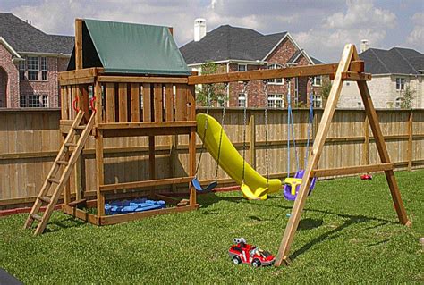 Jack's Backyard Apollo Redwood Fort with 3 Position Swingset Kit Add-on | Swing set plans, Wood ...