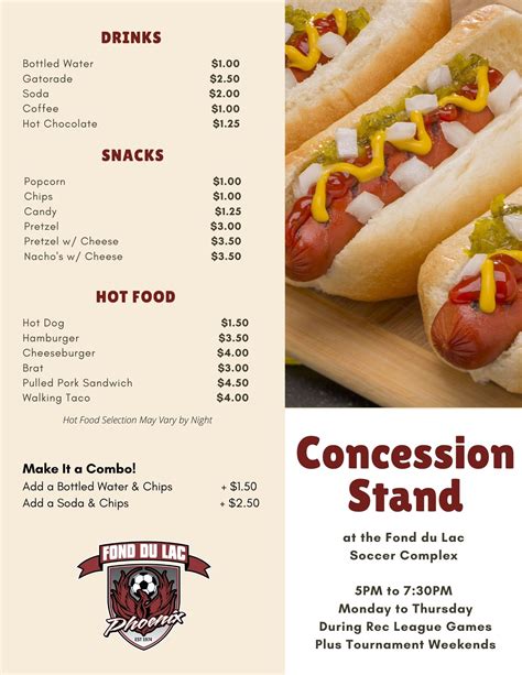 Concessions | Fond Du Lac Soccer Association