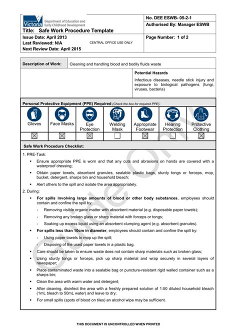 Cleaning and Handling Blood and Bodily Fluids