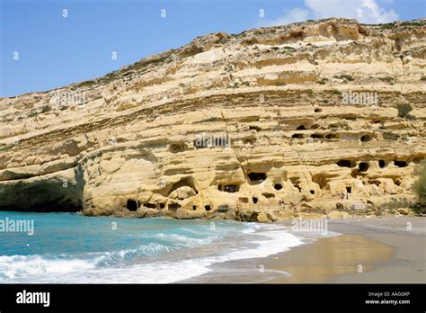 limestone caves near Matala on the Greek Island of Crete Stock Photo - Alamy