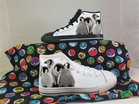 Penguin Shoes, Penguin Converse Style Shoes, Animal Lover Bird Gift ...