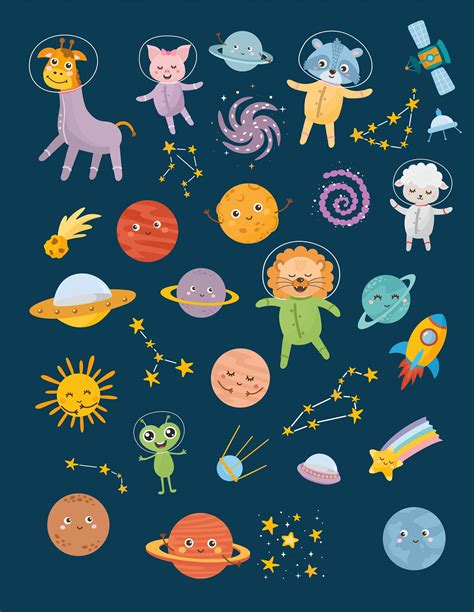 Outer Space Clipart Vector Illustration Set Nursery Art | Etsy | Etsy nursery art, Space ...