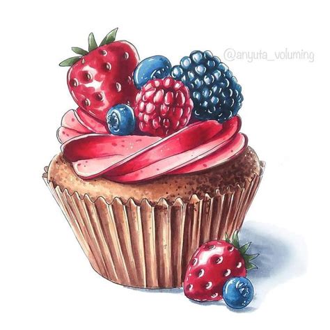 art, draw, and drawing image | Desserts drawing, Dessert illustration, Food art painting