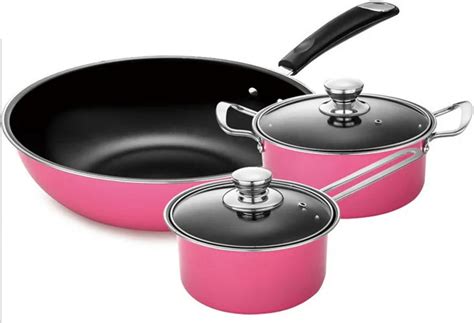 High Quality Cooking Set New 3 Pieces Pot And Pan Set Ceramic Nonstick Cookware Set Pink Free ...