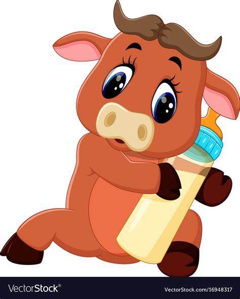 Cute baby bull cartoon Royalty Free Vector Image