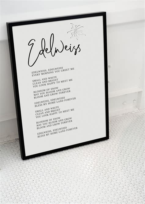 Edelweiss Lyrics Sound of Music Poster - Etsy