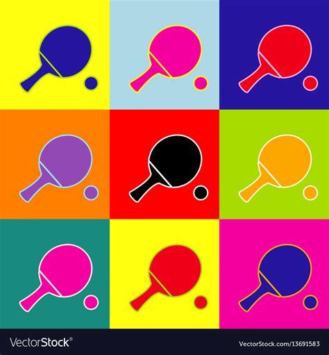 Ping pong paddle with ball pop-art style Vector Image