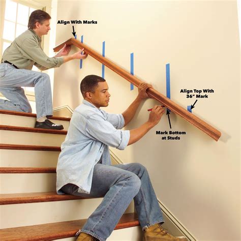 Install a New Stair Handrail | Corrimão de escada, Corrimão de madeira, Corrimão