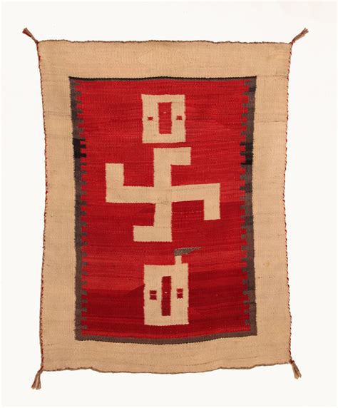 Navajo Rug with Two Houses and Directional Symbol - James Compton Gallery