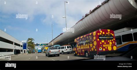 Shuttle buses at Los Angeles International Airport LAX at the arrivals ...