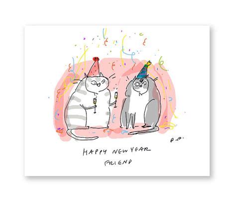 Happy New Year Friend Cute Cat Card by jamieshelman on Etsy | Happy new ...