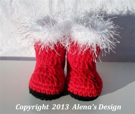 Crochet Pattern 090 Baby Santa Booties 0-3 3-6 6-9 9-12 - Etsy