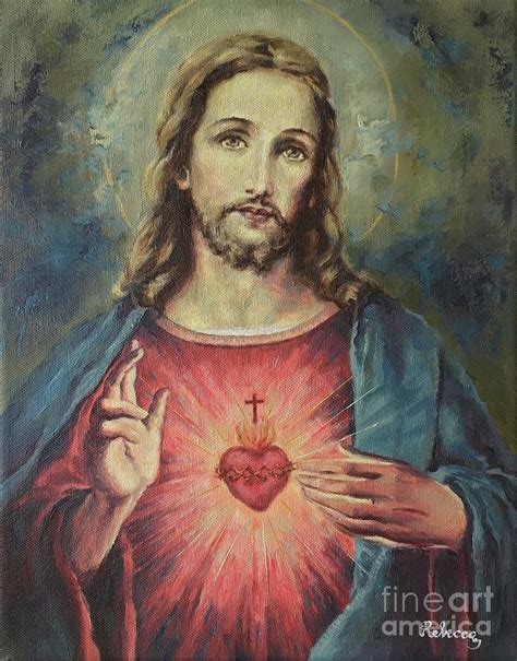 Sacred Heart of Jesus Christ Number Six Painting by Rebecca Mike - Pixels