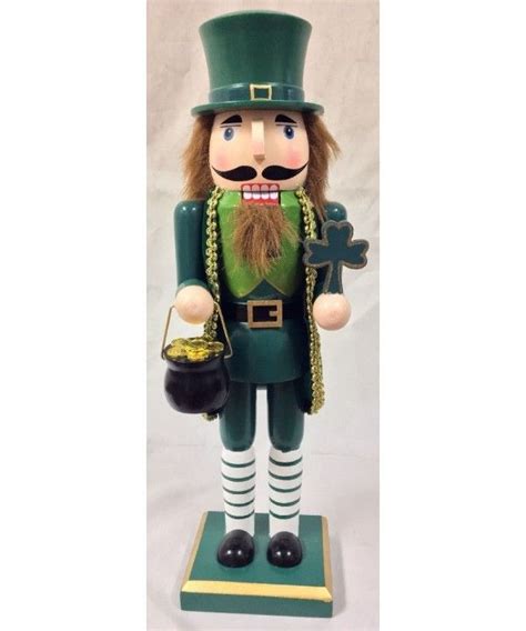 Irish Man with Pot of Gold Four Leaf Clover Wooden Christmas Nutcracker 14 Inch - CU186R3Z0N2 ...