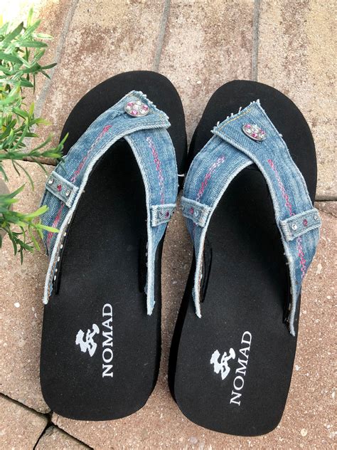 Denim Blue Jean Flip Flop Thong Sandal the riley Shades of | Etsy