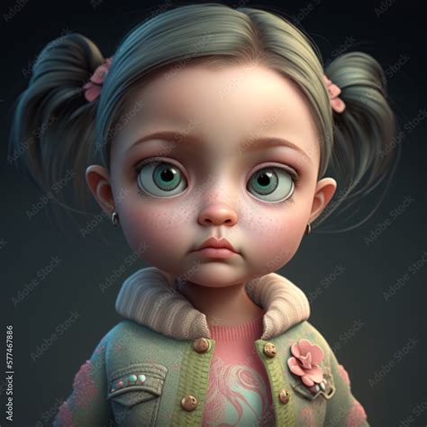 cute avatar girl for profile 3d model Stock Illustration | Adobe Stock