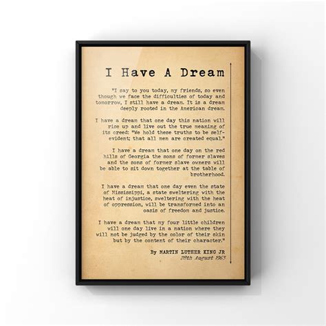 I Have A Dream Quote Speech by Martin Luther King Poster Print ...