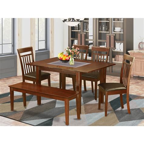 East west furniture 7 Pc dinette set for small spaces - dinette Table with 6 Dining Chairs ...