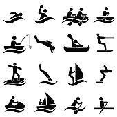 Water sports icon set Vector Clipart | Clip art, Swimming cartoon, Icon ...