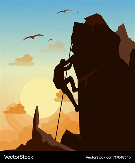 Mountain climbing man Royalty Free Vector Image