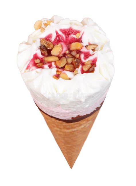 Strawberry Ice Cream Cone Isolated Stock Image - Image of color ...