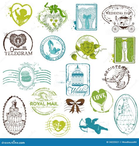 Vintage Rubber Stamp Collection Stock Vector - Illustration: 34225521