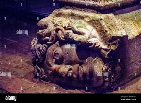 Istanbul, Turkey, Türkiye. Basilica Cistern, Medusa Head Stock Photo ...