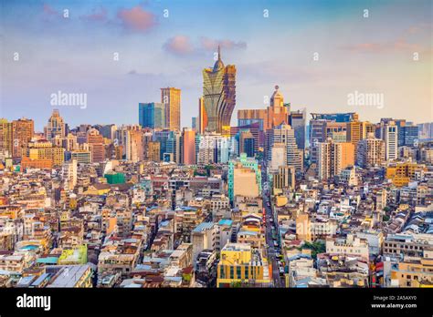 Macau, city skyline at sunset Stock Photo - Alamy